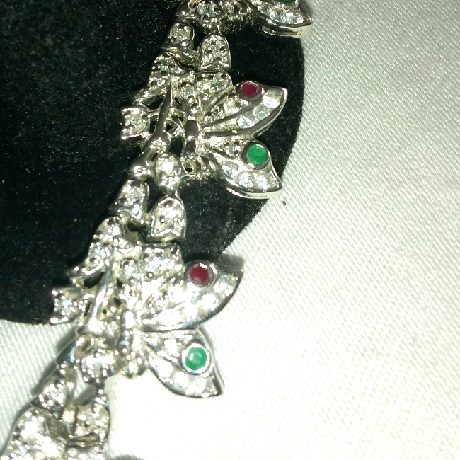 Solid 925 Silver Emerald And Ruby Bracelet